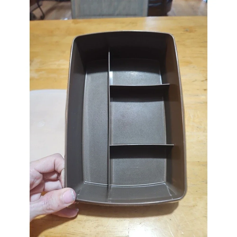 Tupperware Tuppercraft Stow N Go Brown Divided Container & Lid - No Insert 767